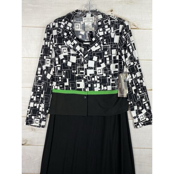Karen Stevens Dress Women 14P Tank Dress & Jacket Geometric Slit Stretch NWT - Picture 2 of 11